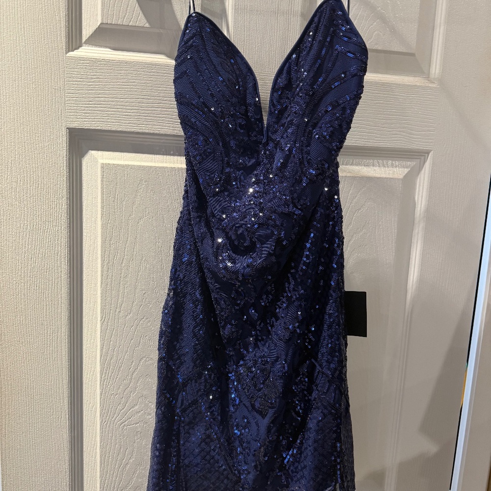 Navy sequined short dress